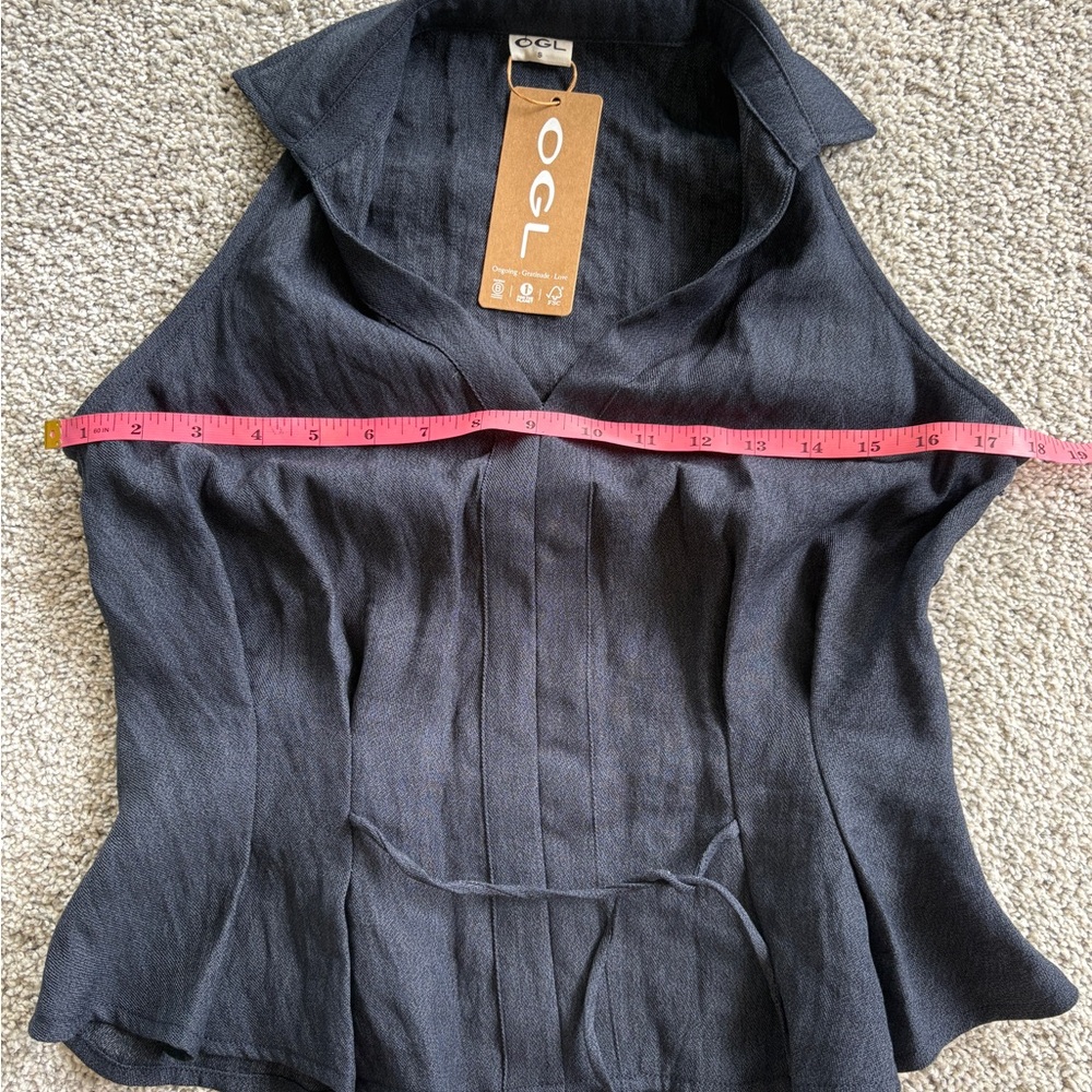 OGL 2-Piece Viscose Linen Set Small (Fits XS) | Collared Top & Flared Pants - Picture 13 of 15